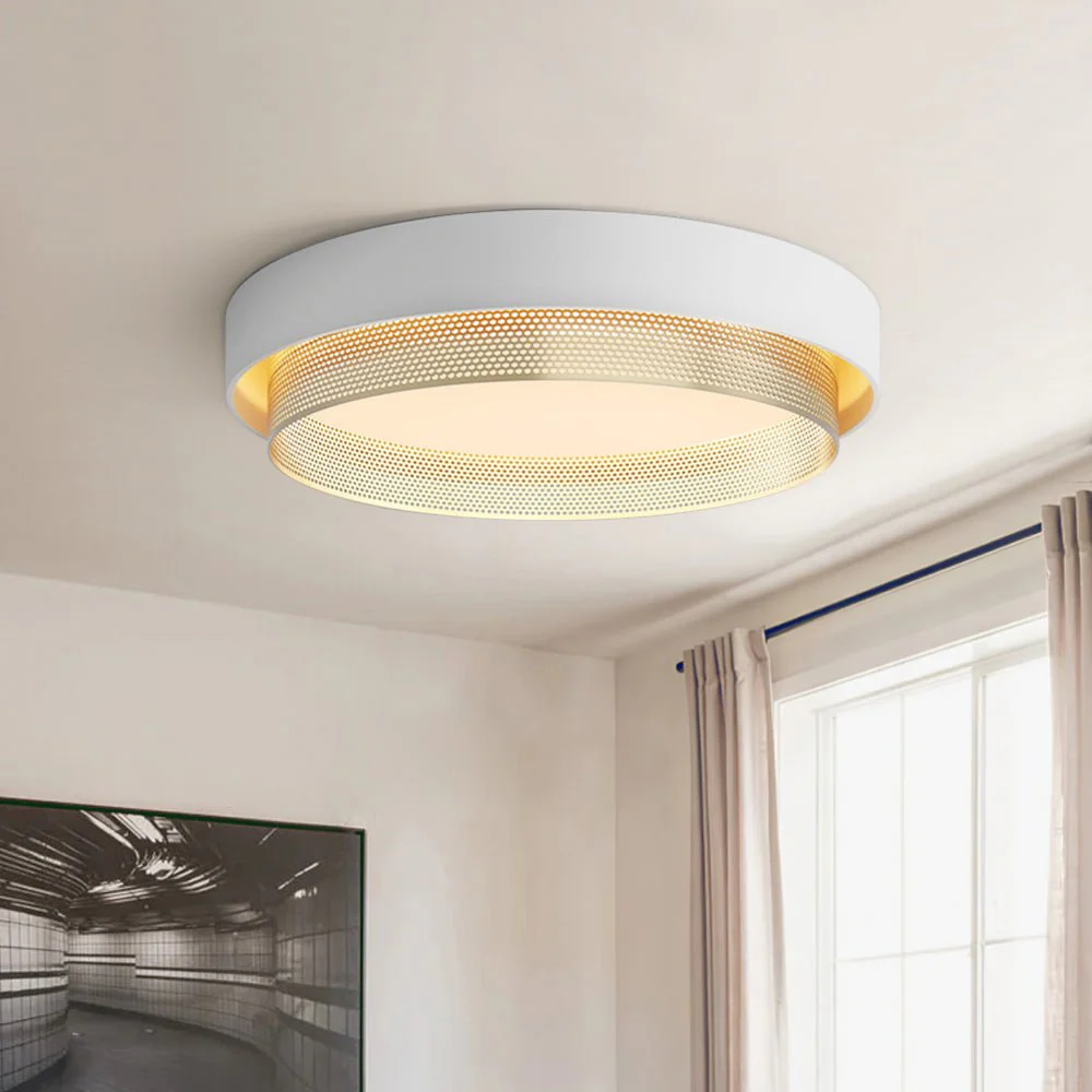 Modern LED Iron Mesh Circular Flush Mount Light - Image 3