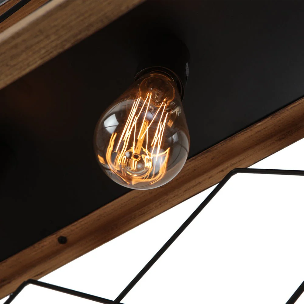 Modern Farmhouse 5-light Kitchen Island Faux Wood Linear Chandelier Pendant - Image 13