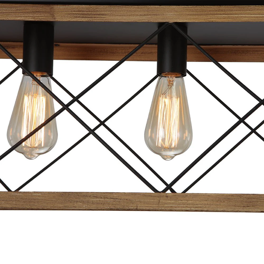 Modern Farmhouse 5-light Kitchen Island Faux Wood Linear Chandelier Pendant - Image 14