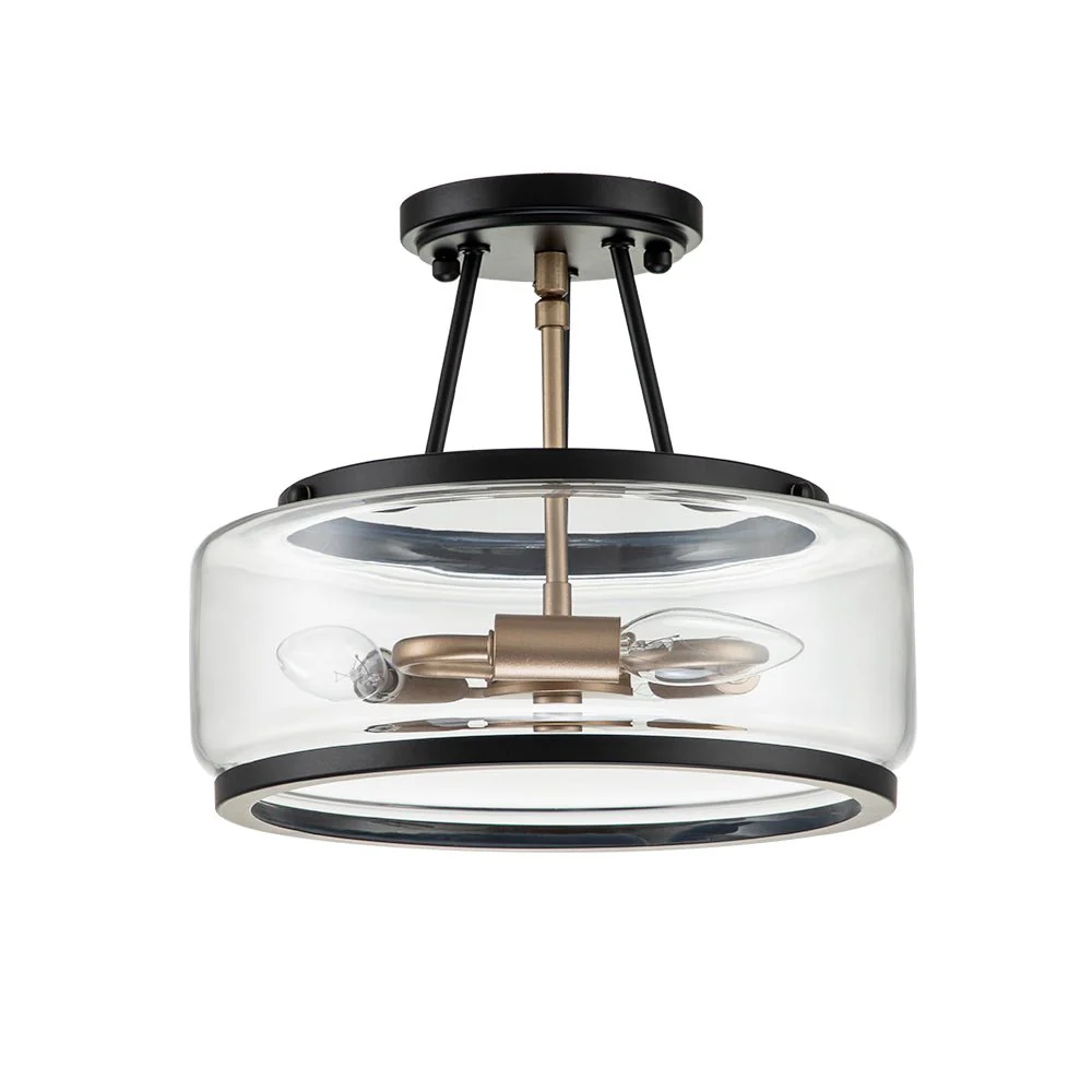 Modern Farmhouse Drum Glass Semi Flush Mount - Image 5