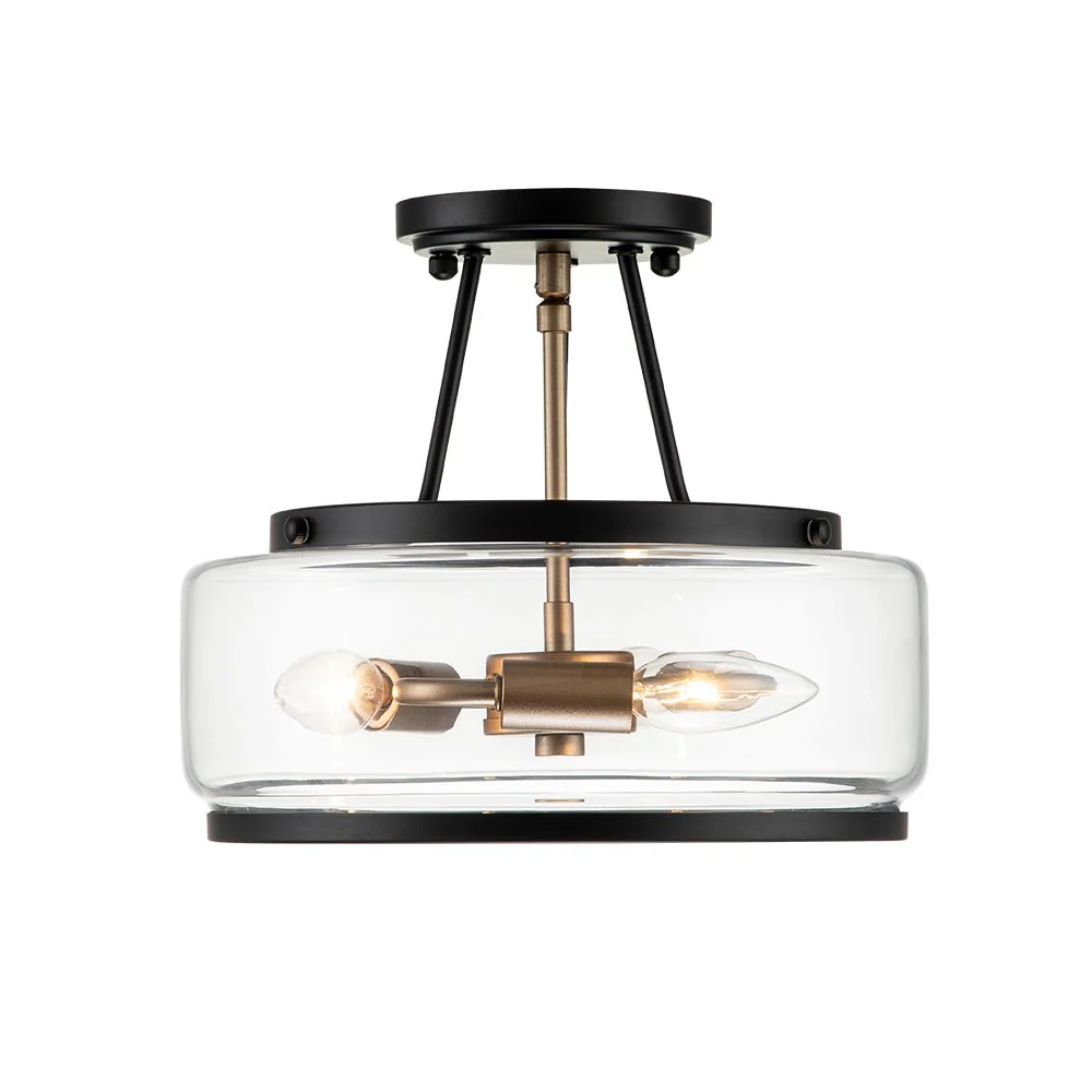 Modern Farmhouse Drum Glass Semi Flush Mount - Image 6
