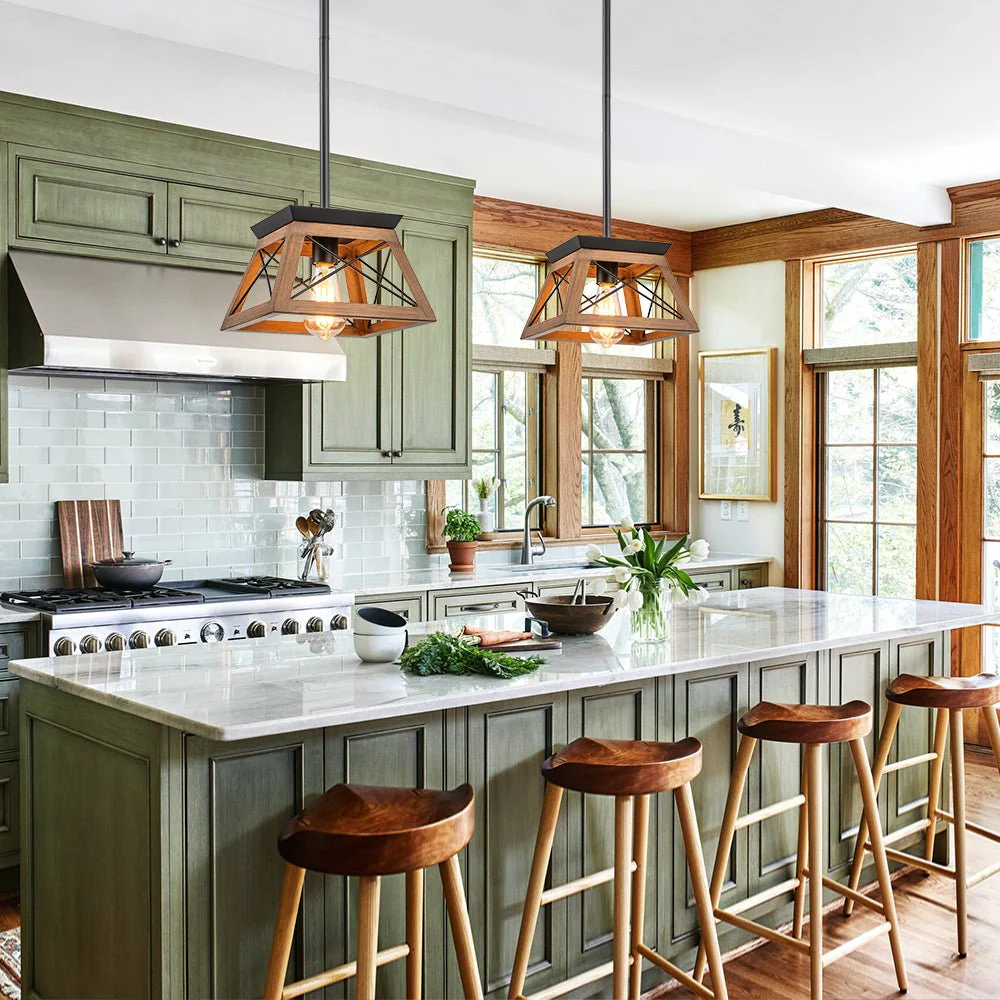 Modern Farmhouse Geometric Lantern Pendant Light - Image 3