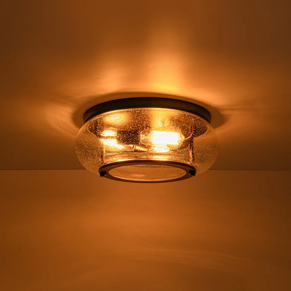 Modern Farmhouse Seeded Glass Round Ceiling Light - Image 11