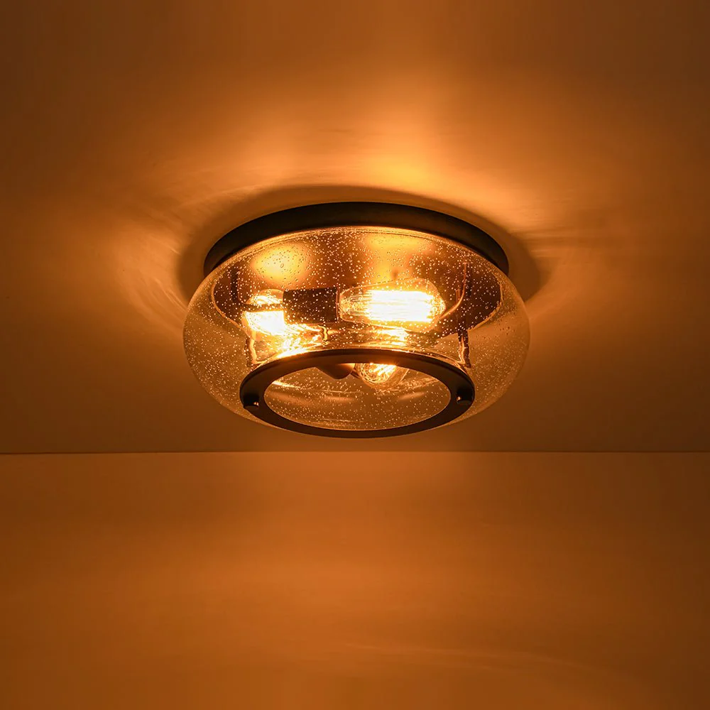 Modern Farmhouse Seeded Glass Round Ceiling Light - Image 12
