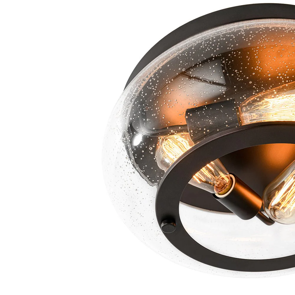 Modern Farmhouse Seeded Glass Round Ceiling Light - Image 16