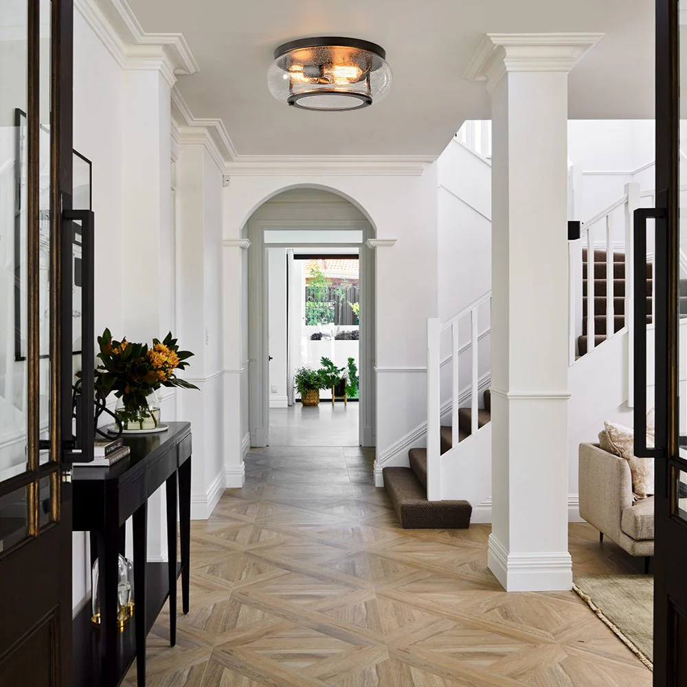 Modern Farmhouse Seeded Glass Round Ceiling Light - Image 2