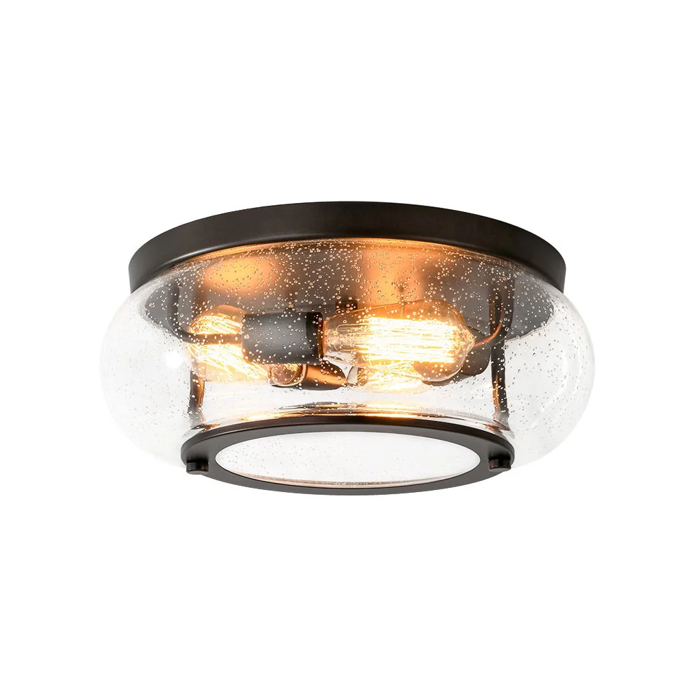 Modern Farmhouse Seeded Glass Round Ceiling Light - Image 3