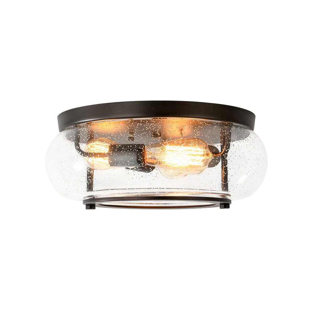 Modern Farmhouse Seeded Glass Round Ceiling Light - Image 5