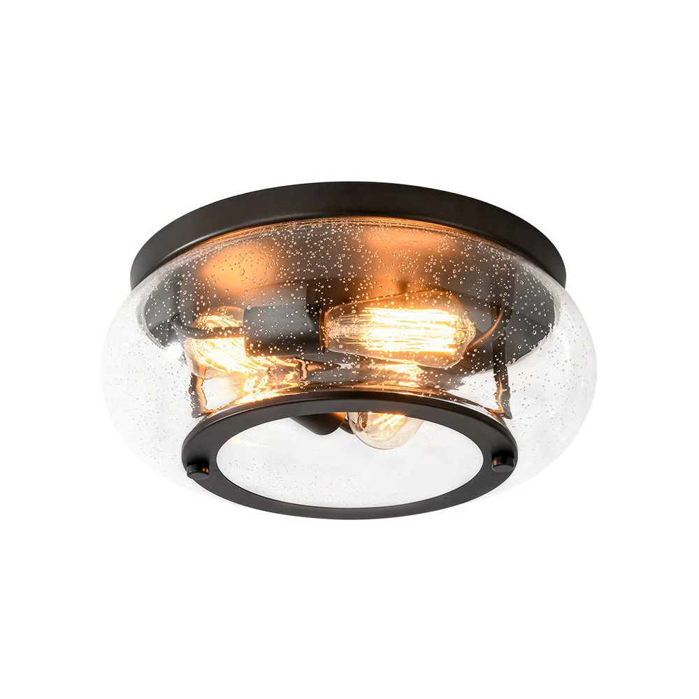 Modern Farmhouse Seeded Glass Round Ceiling Light - Image 7