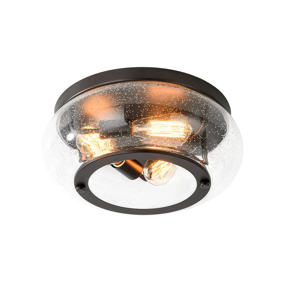 Modern Farmhouse Seeded Glass Round Ceiling Light - Image 8