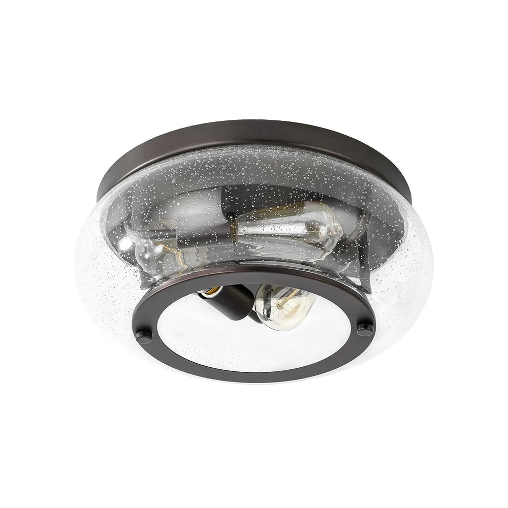 Modern Farmhouse Seeded Glass Round Ceiling Light - Image 9