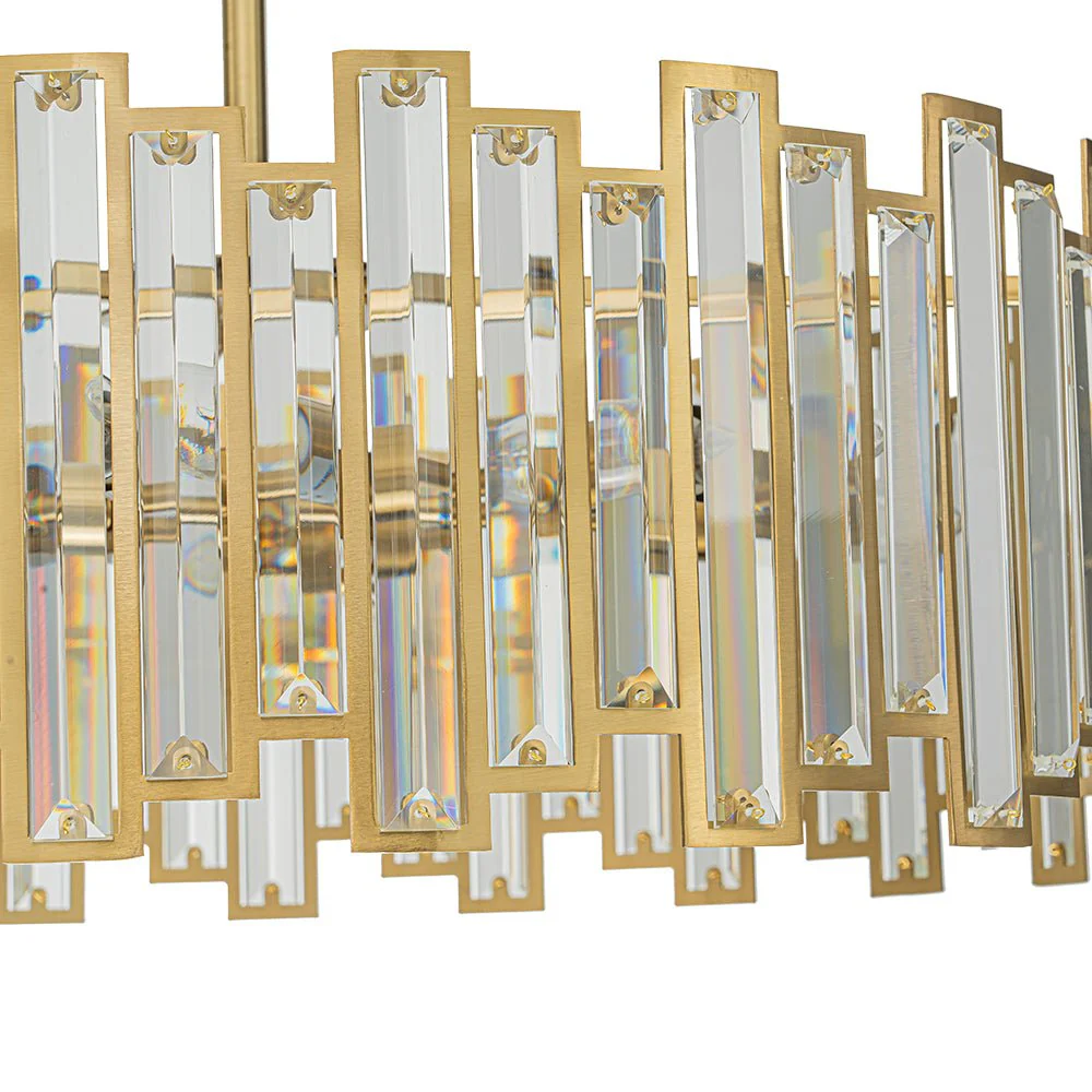 Modern Glam Brass 6-Light Crystal Drum Cage Chandelier - Image 16