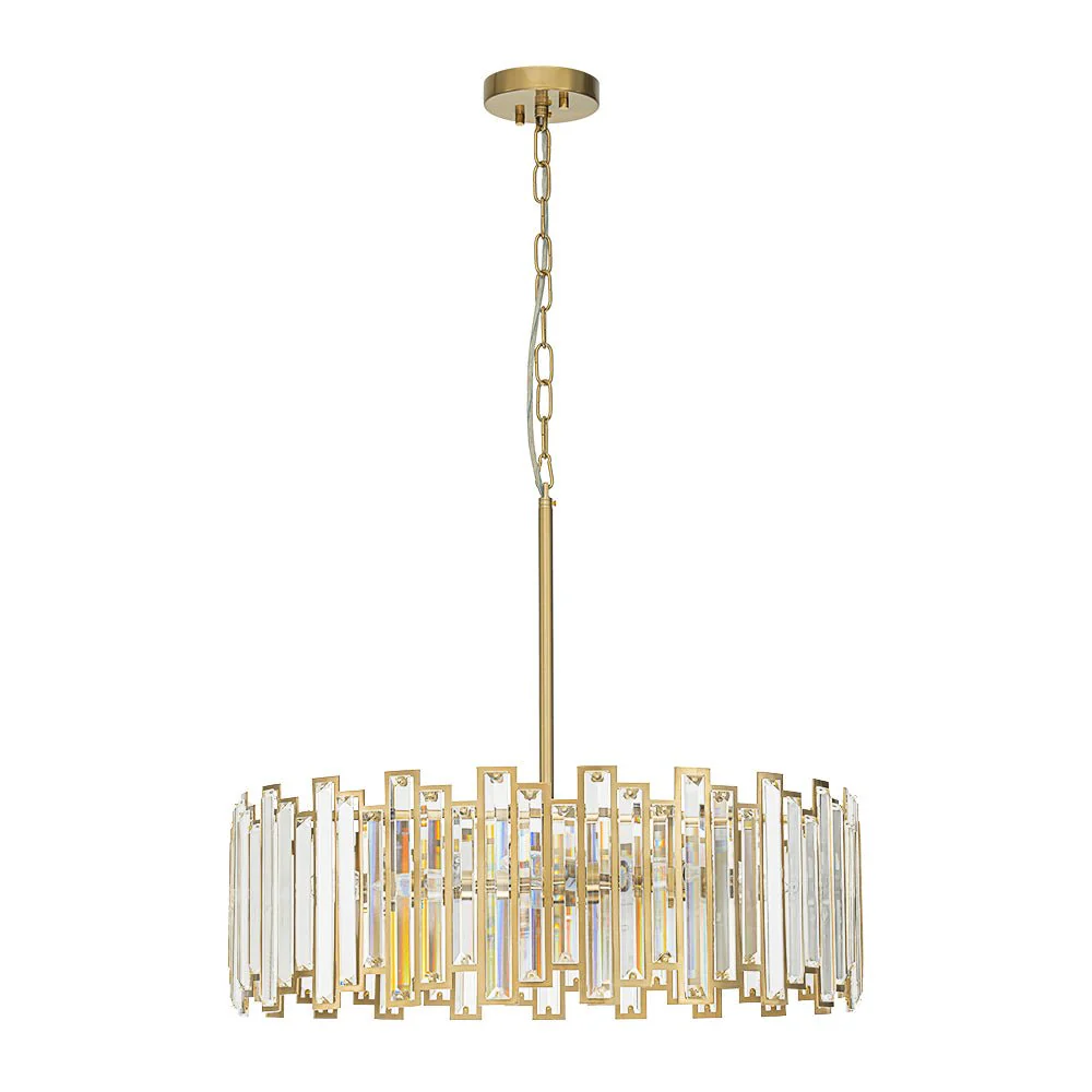 Modern Glam Brass 6-Light Crystal Drum Cage Chandelier - Image 6