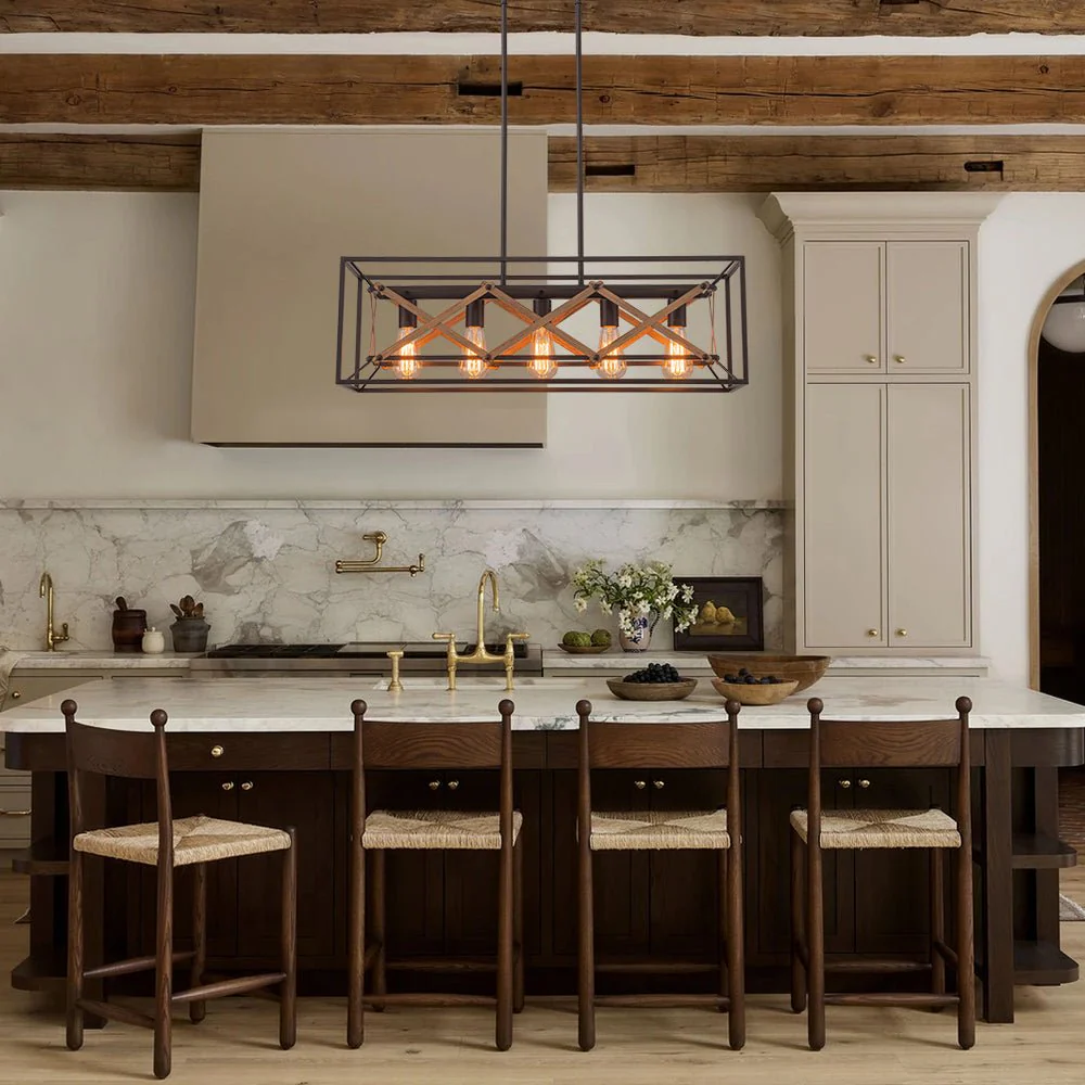 Modern Industrial Cross Linear Island Chandelier - Image 2