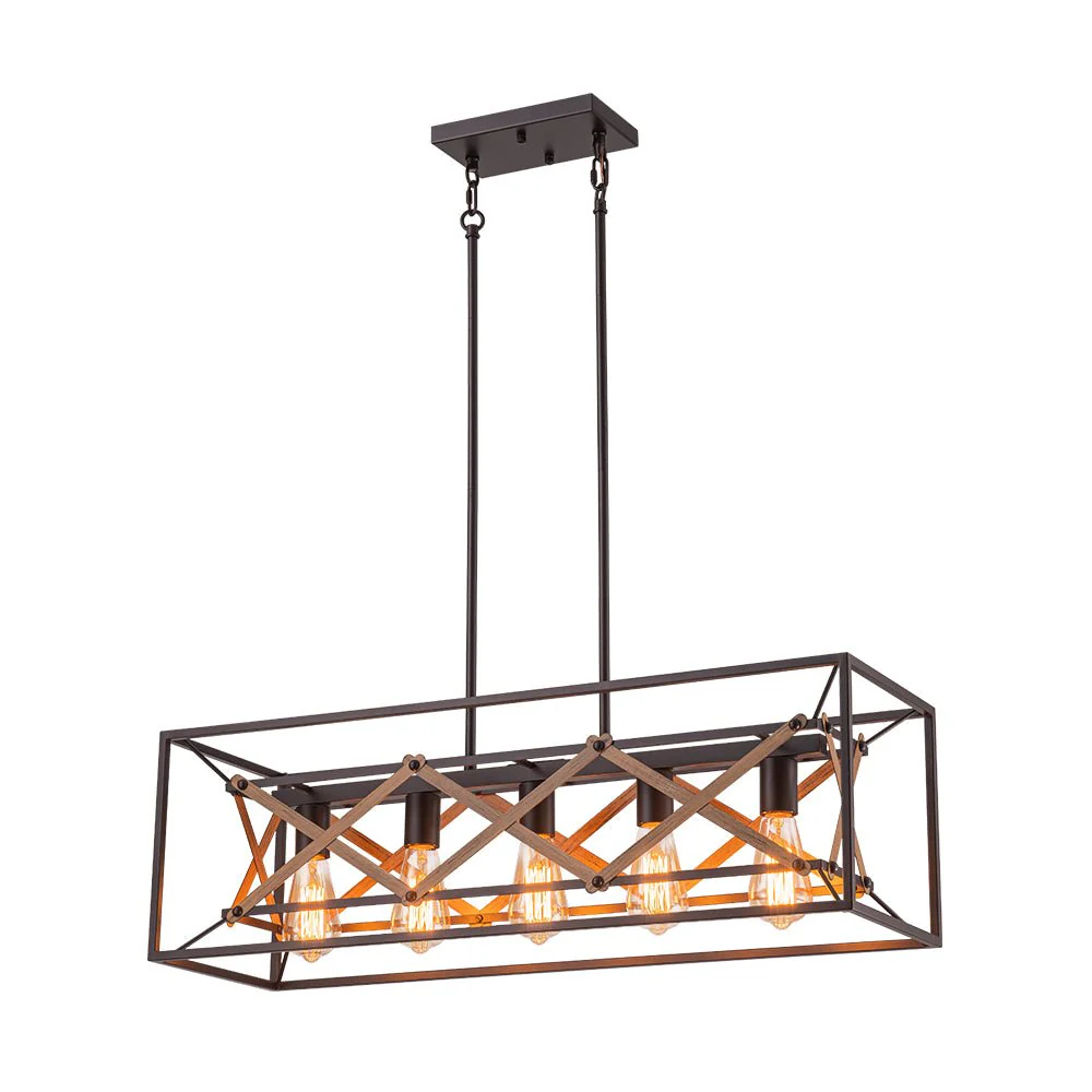 Modern Industrial Cross Linear Island Chandelier - Image 3