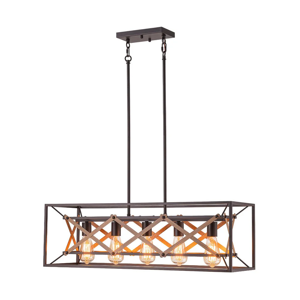 Modern Industrial Cross Linear Island Chandelier - Image 4