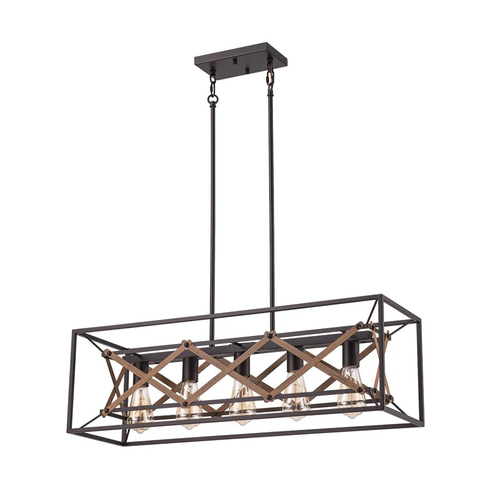 Modern Industrial Cross Linear Island Chandelier - Image 5
