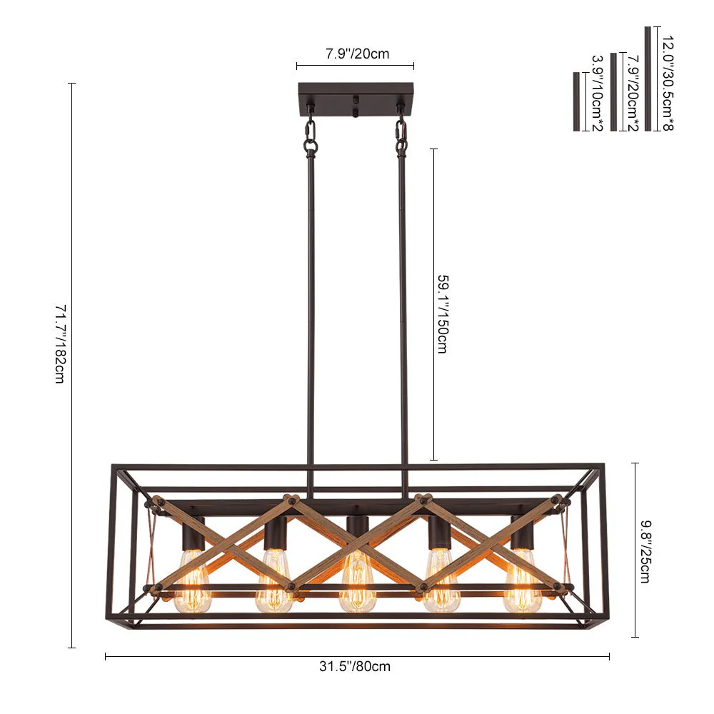 Modern Industrial Cross Linear Island Chandelier - Image 6