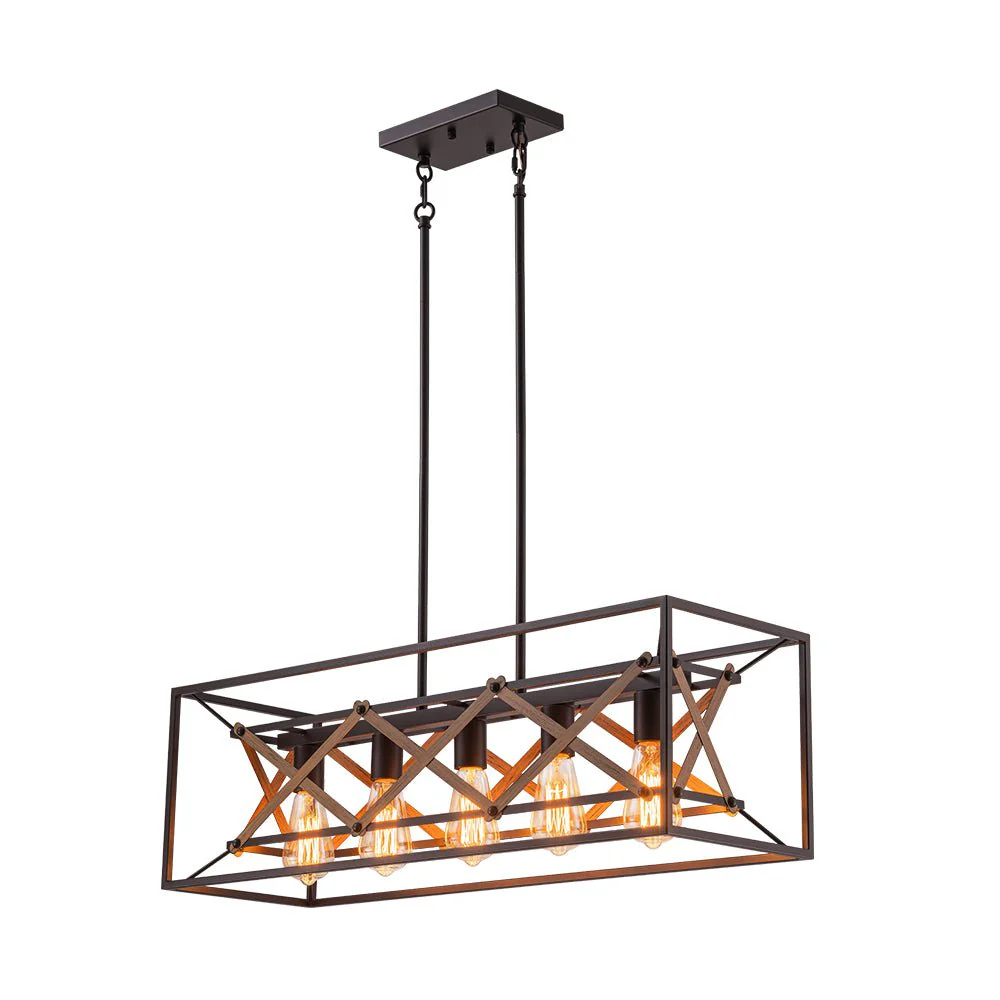 Modern Industrial Cross Linear Island Chandelier - Image 7
