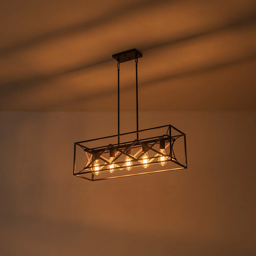 Modern Industrial Cross Linear Island Chandelier - Image 8
