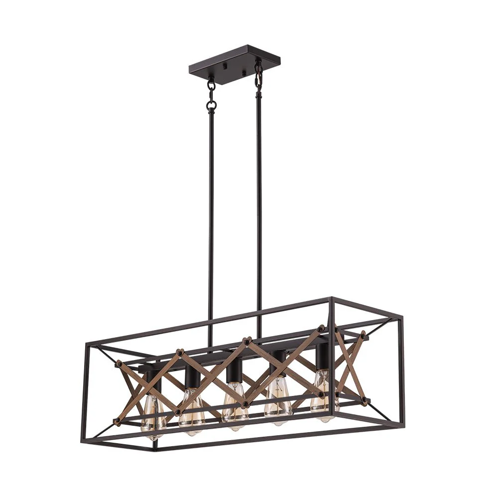 Modern Industrial Cross Linear Island Chandelier - Image 9