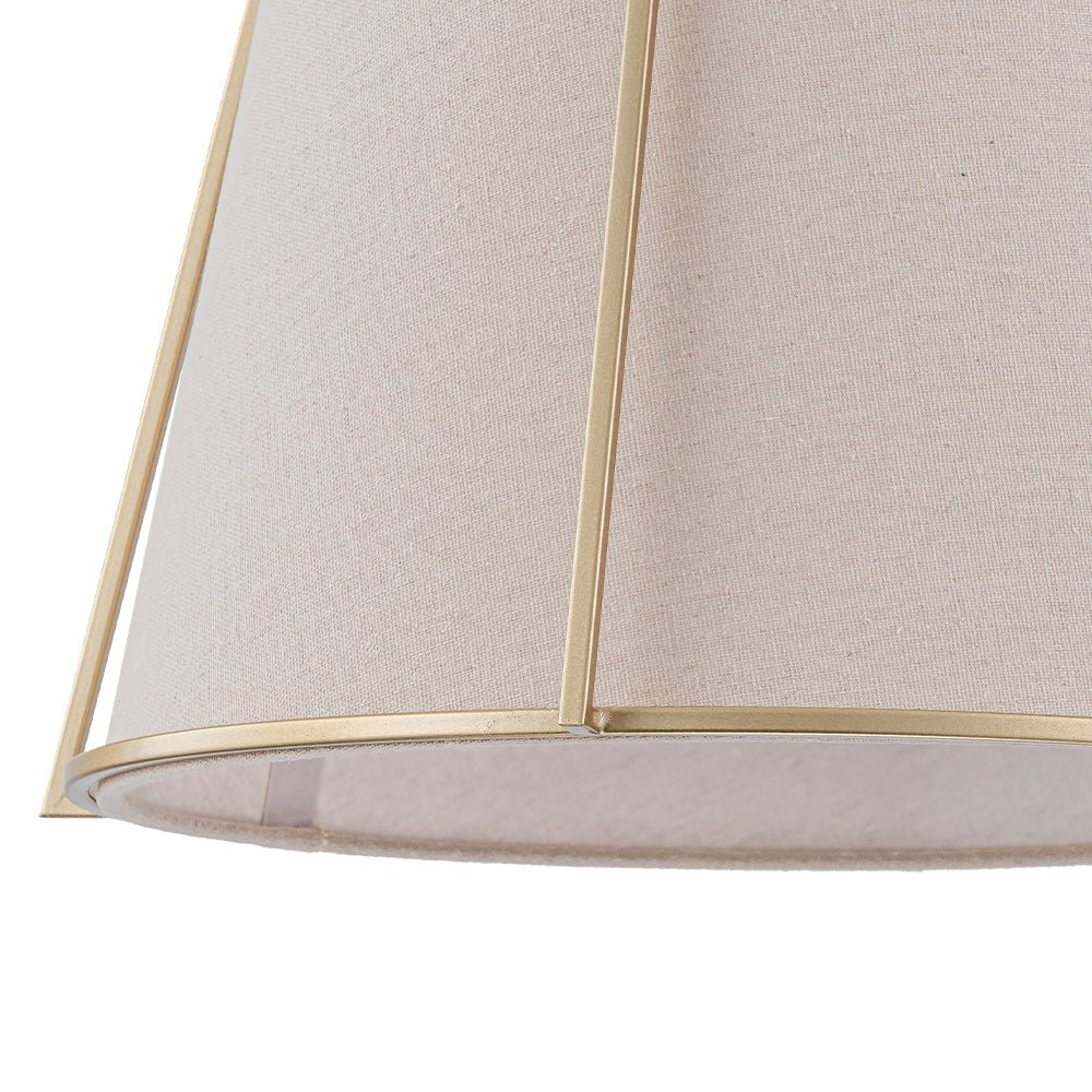 Modern Ivory Linen Conical Drum Cage Pendant Light - Image 14