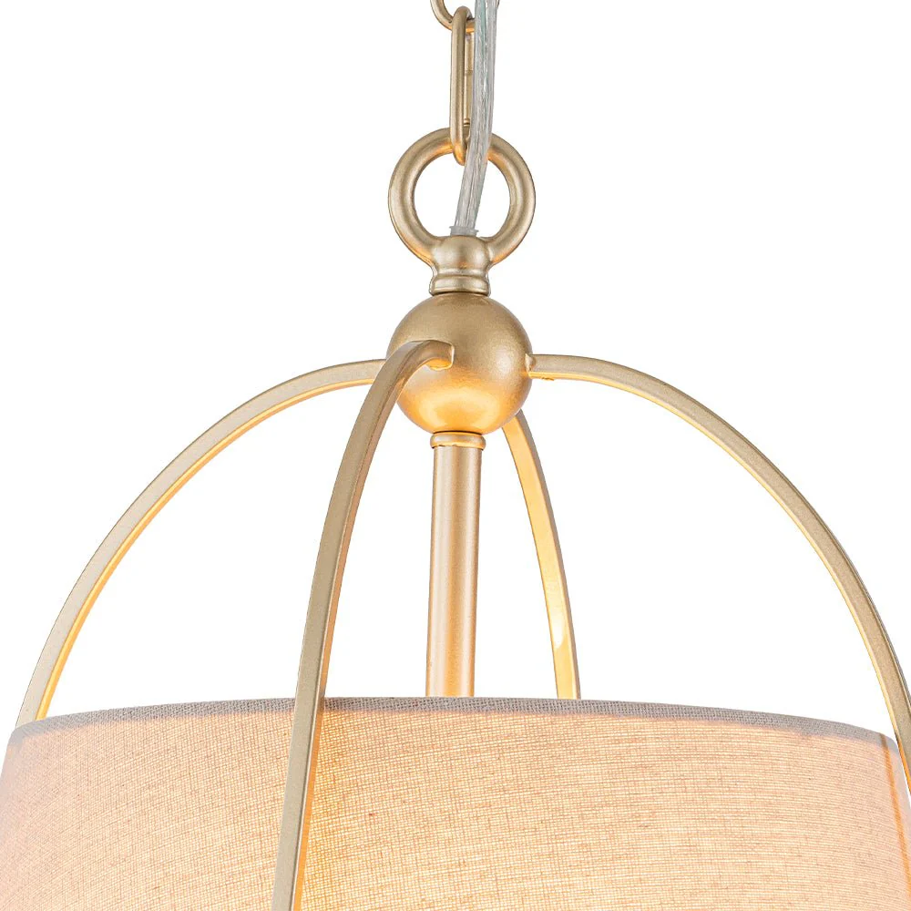 Modern Ivory Linen Conical Drum Cage Pendant Light - Image 15
