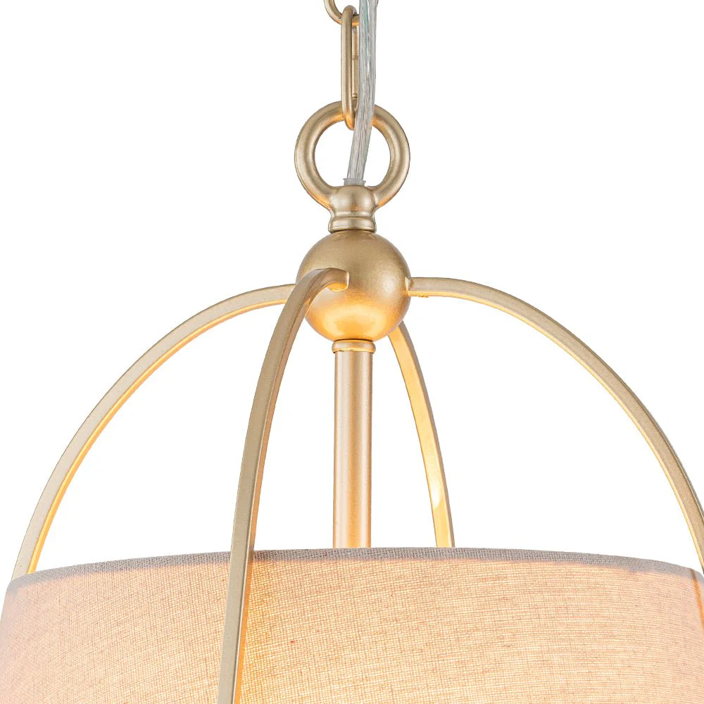 Modern Ivory Linen Conical Drum Cage Pendant Light - Image 16