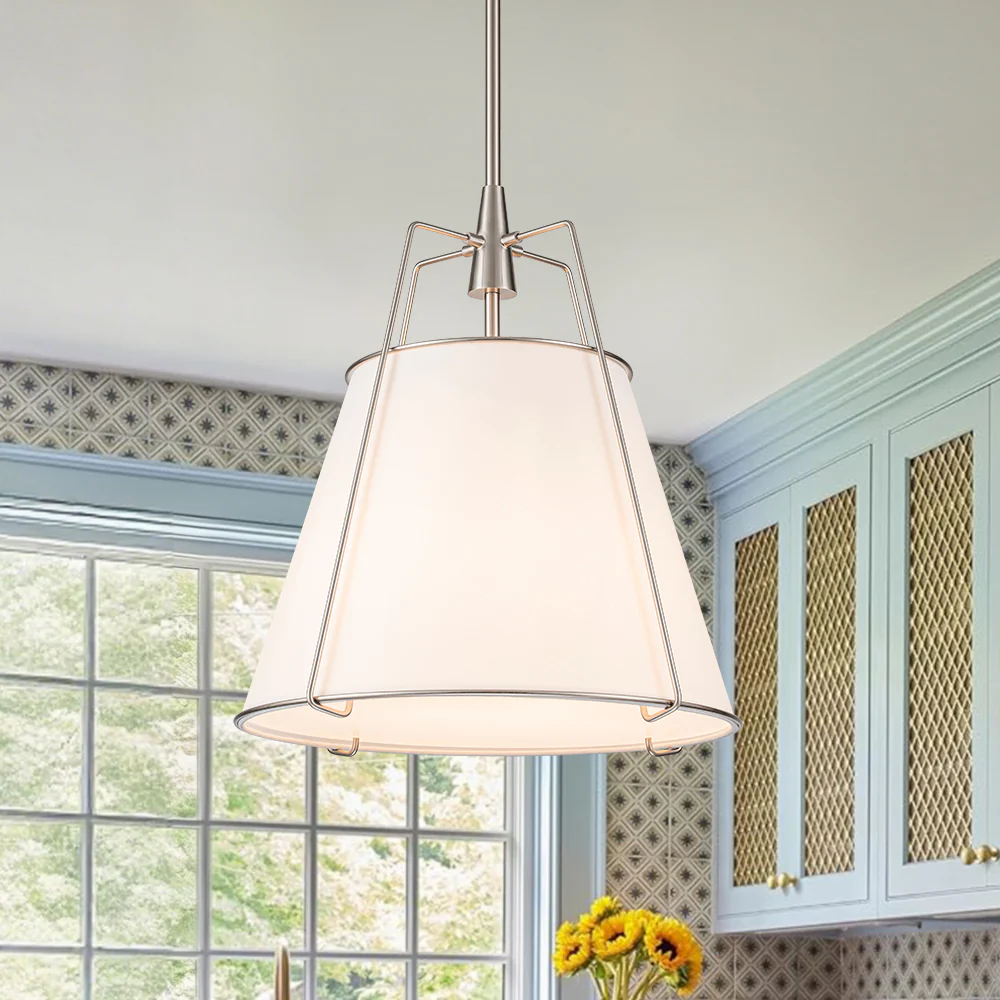 Modern Fabric Conical Drum Cage Pendant Light - Image 14
