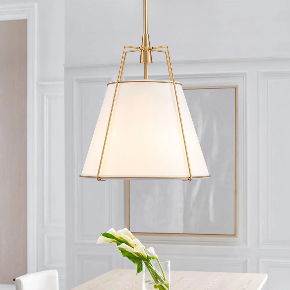 Modern Fabric Conical Drum Cage Pendant Light - Image 15