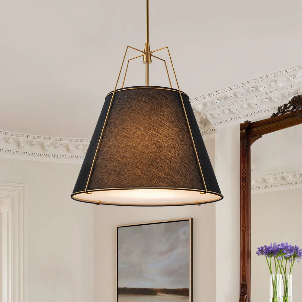 Modern Fabric Conical Drum Cage Pendant Light - Image 16