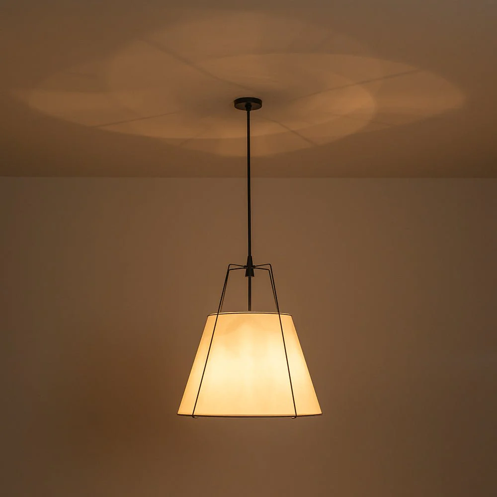 Modern Fabric Conical Drum Cage Pendant Light - Image 44