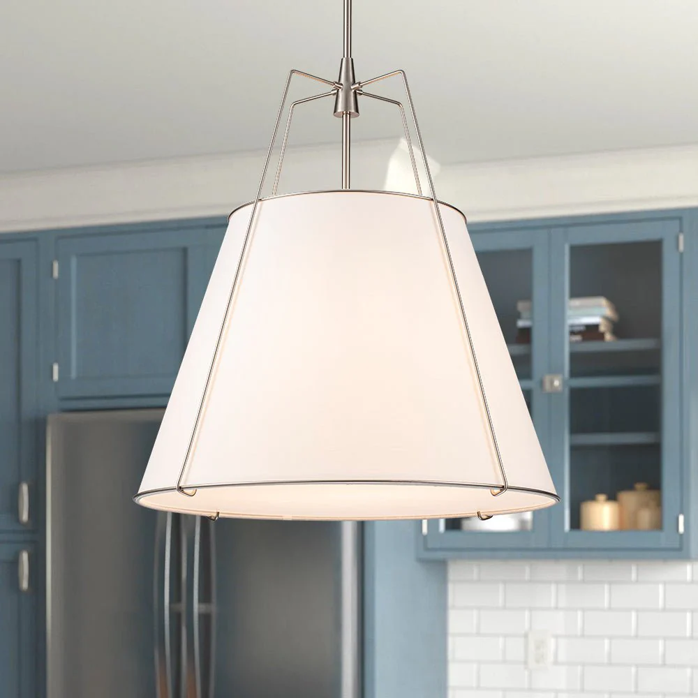 Modern Fabric Conical Drum Cage Pendant Light - Image 6