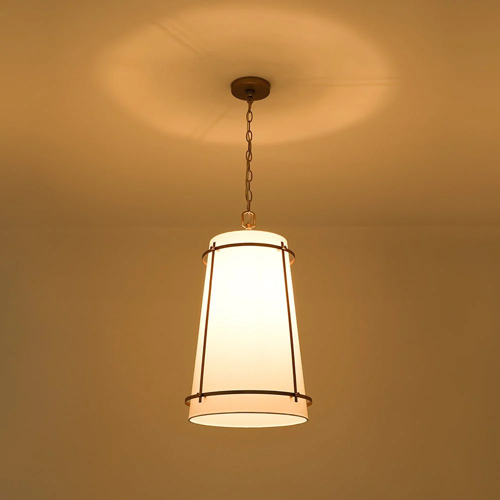 Modern Mid-Century Fabric Tall Cone Cage Pendant Light - Image 10