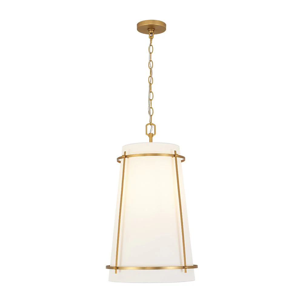 Modern Mid-Century Fabric Tall Cone Cage Pendant Light - Image 3