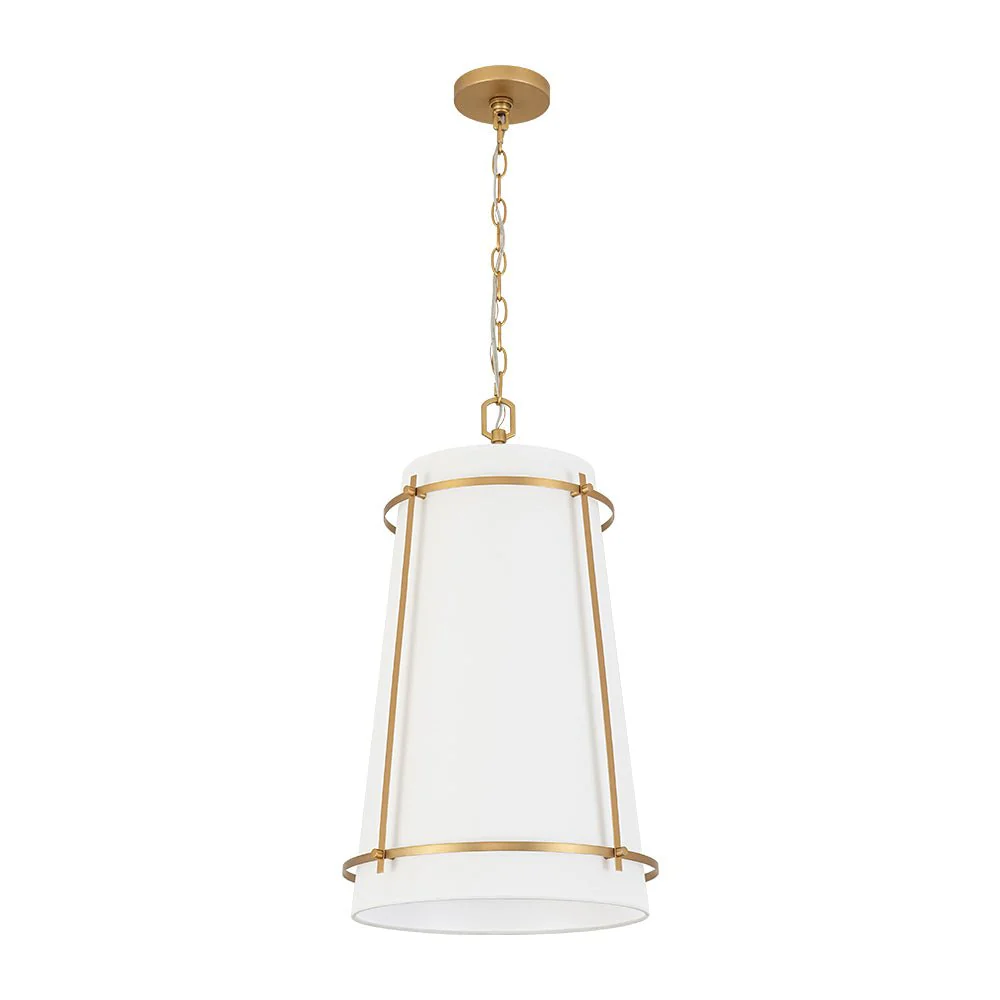 Modern Mid-Century Fabric Tall Cone Cage Pendant Light - Image 4