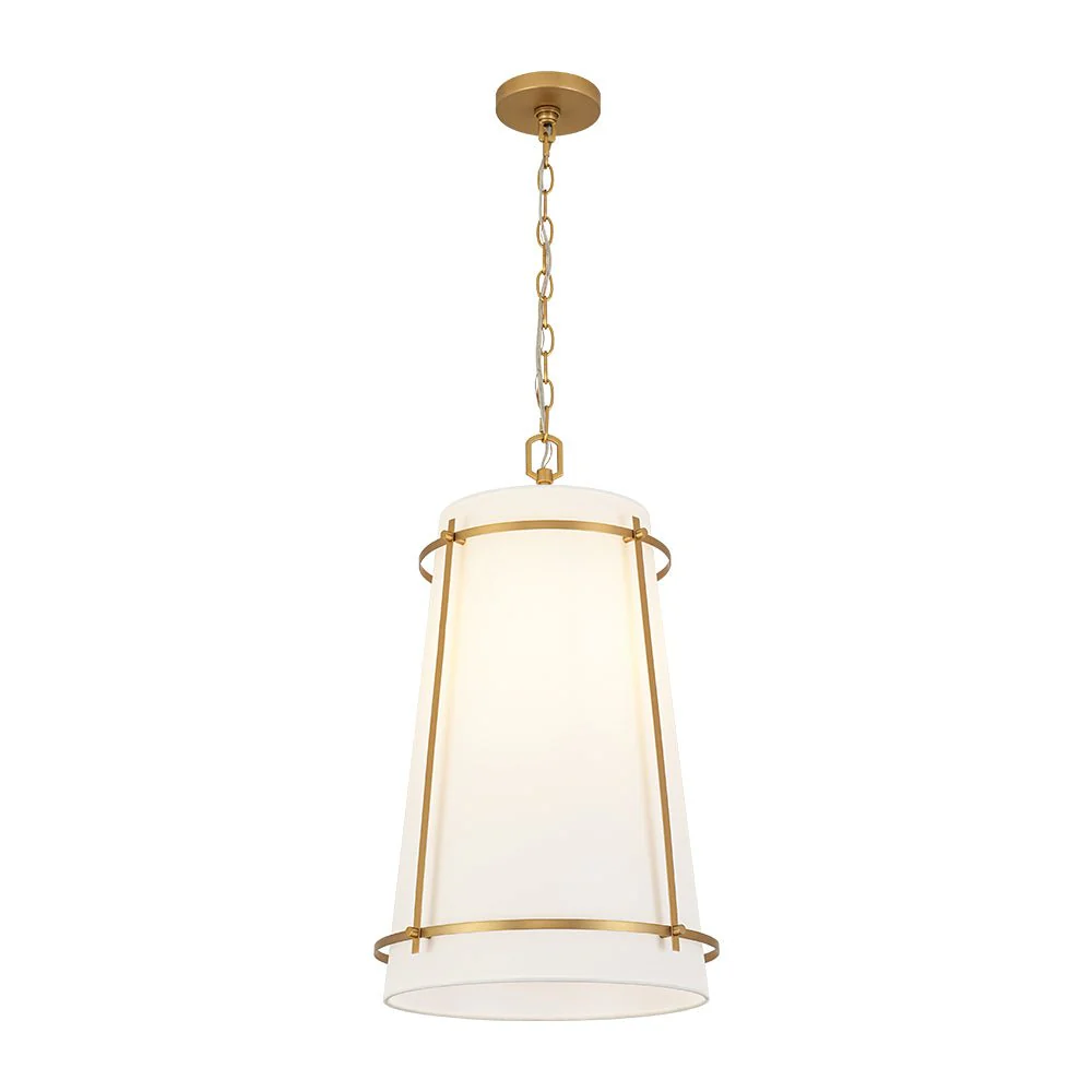 Modern Mid-Century Fabric Tall Cone Cage Pendant Light - Image 5