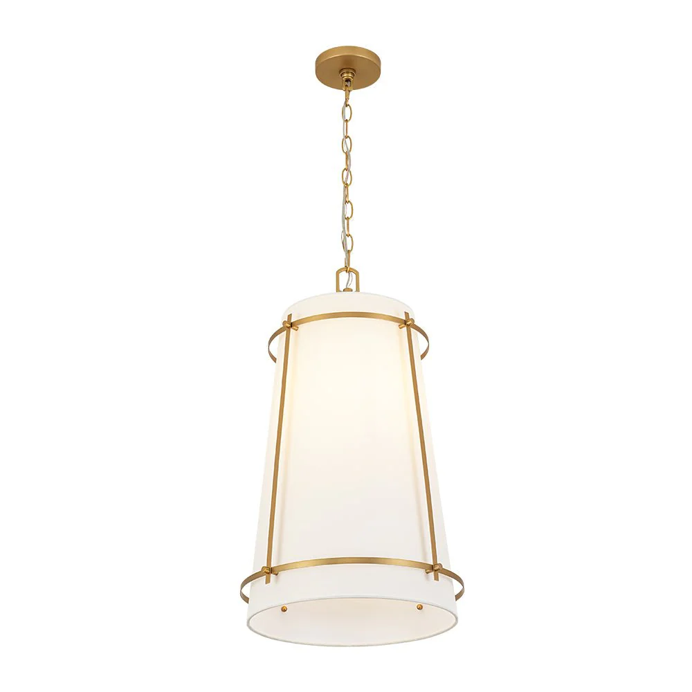 Modern Mid-Century Fabric Tall Cone Cage Pendant Light - Image 6