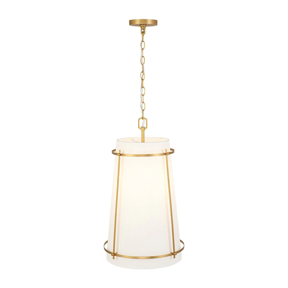 Modern Mid-Century Fabric Tall Cone Cage Pendant Light - Image 7