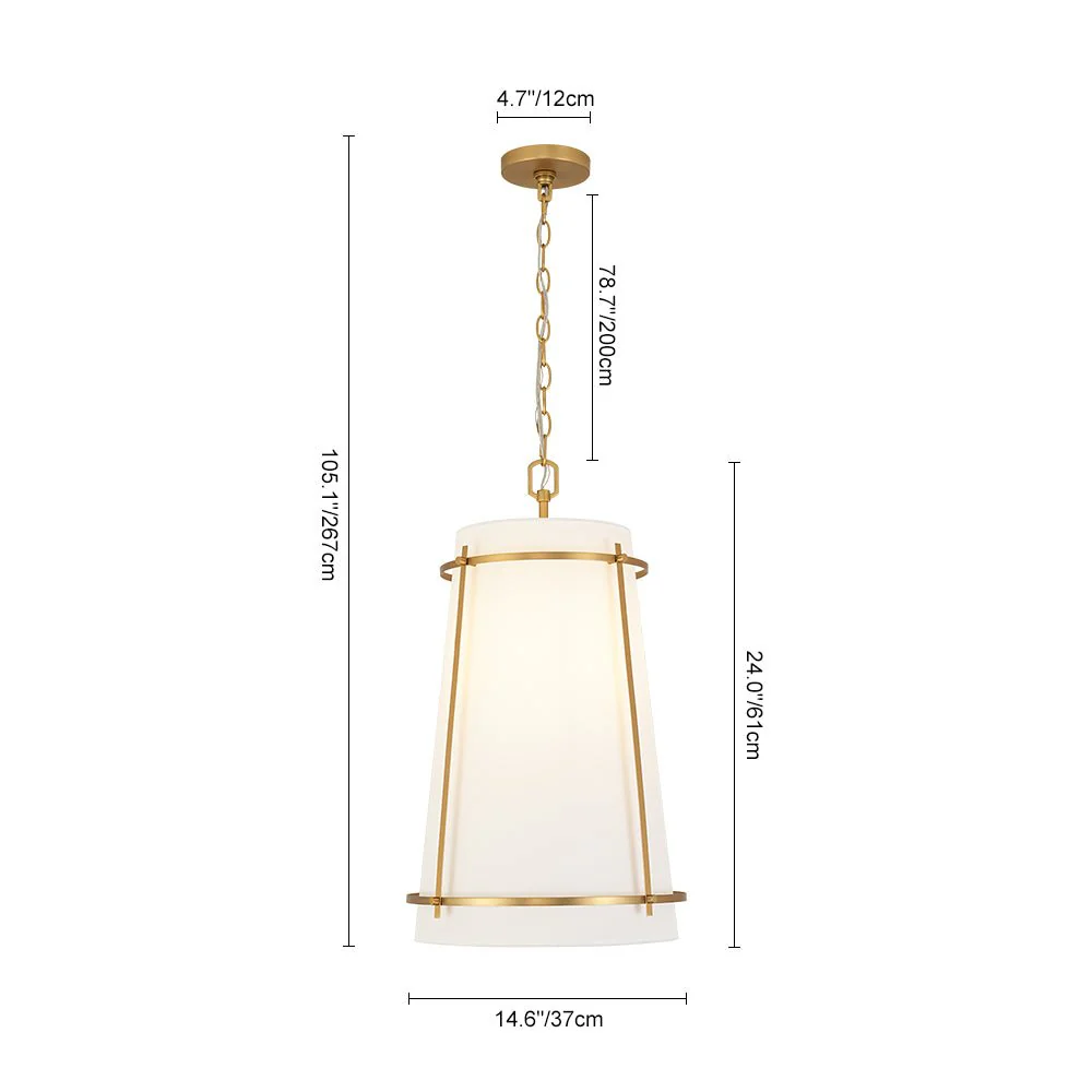 Modern Mid-Century Fabric Tall Cone Cage Pendant Light - Image 8