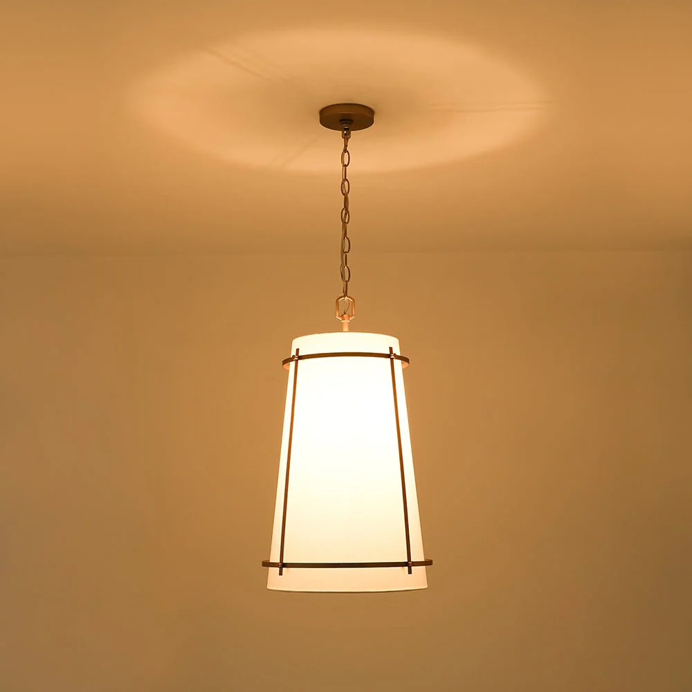 Modern Mid-Century Fabric Tall Cone Cage Pendant Light - Image 9