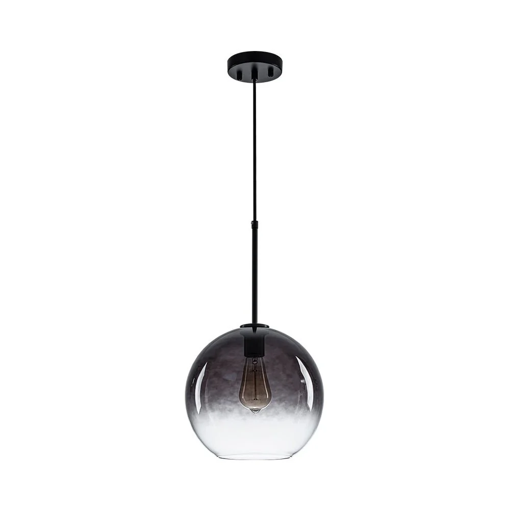 Modern Minimalist 1-light Smoked Grey Tinted Glass Globe Pendant - Image 10