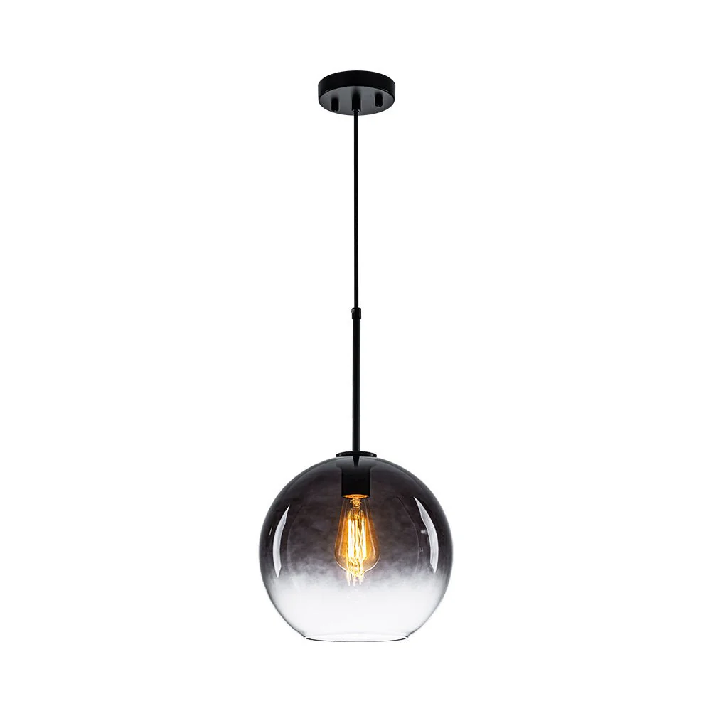 Modern Minimalist 1-light Smoked Grey Tinted Glass Globe Pendant - Image 11