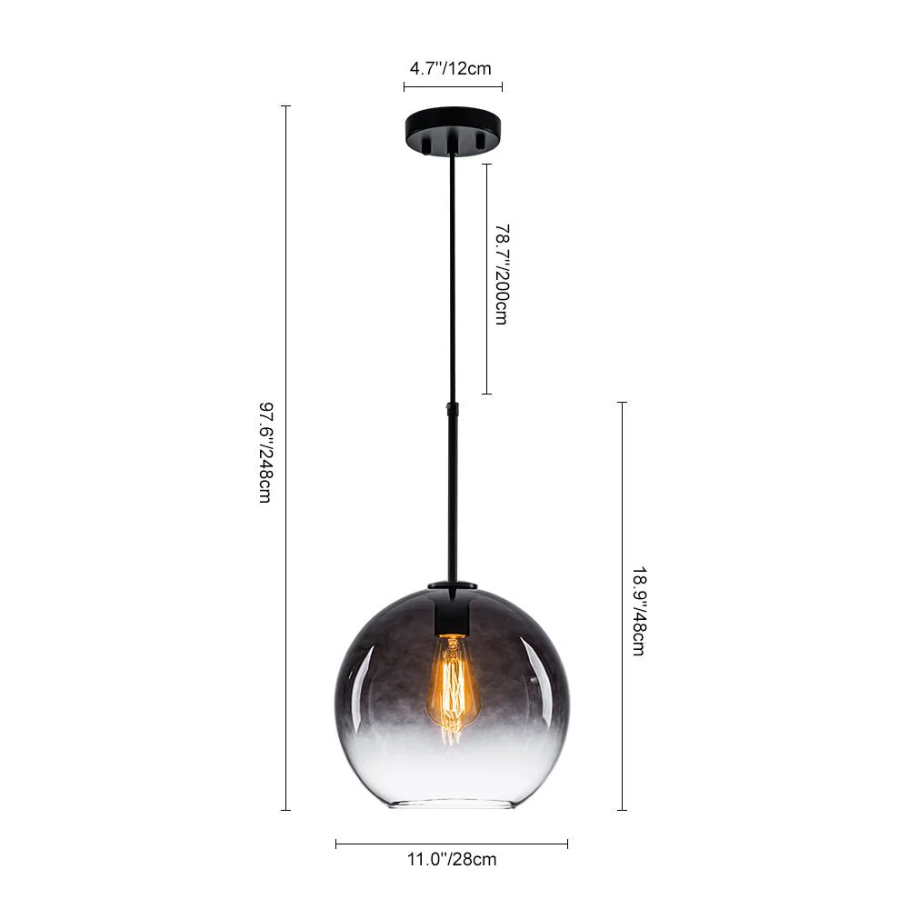 Modern Minimalist 1-light Smoked Grey Tinted Glass Globe Pendant - Image 13