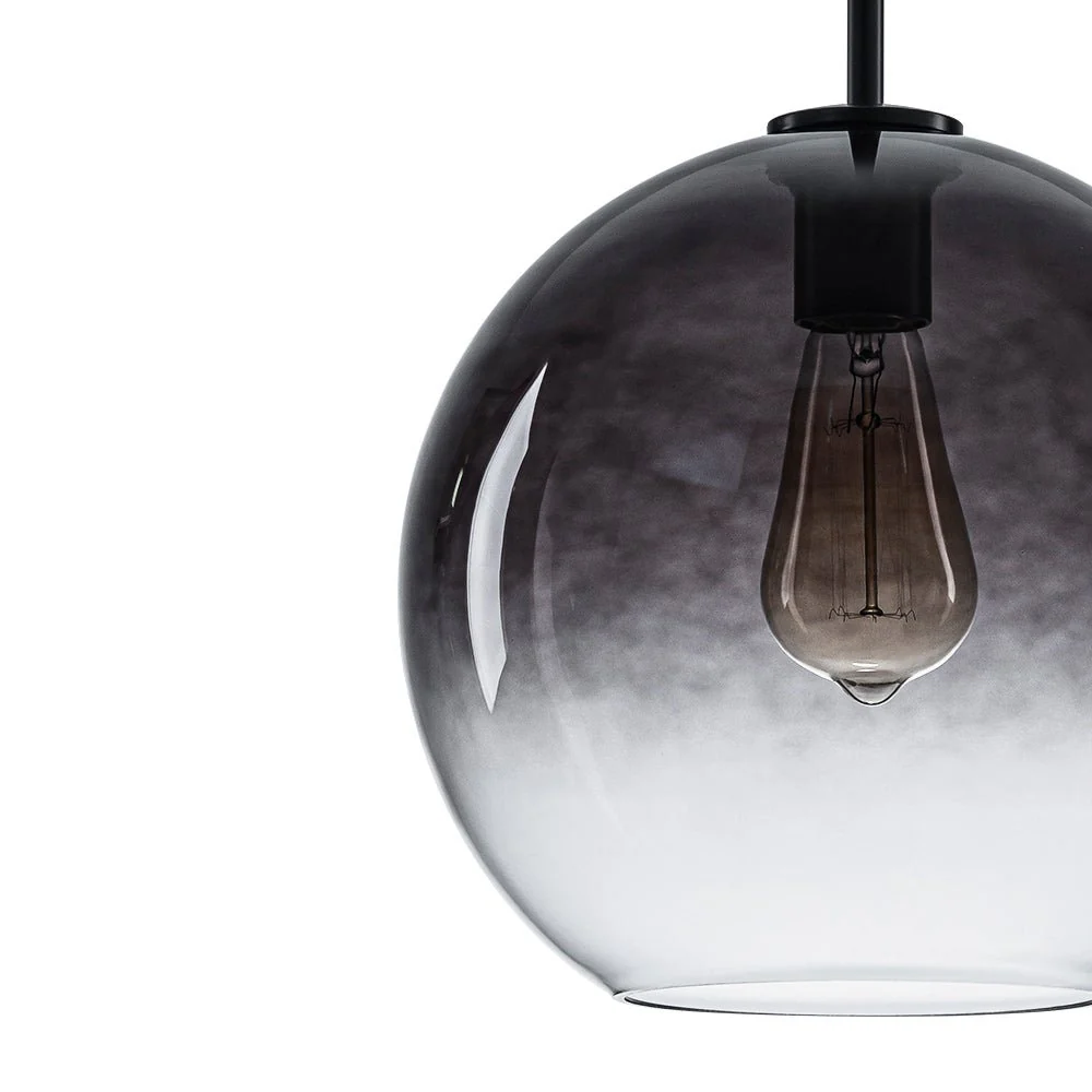 Modern Minimalist 1-light Smoked Grey Tinted Glass Globe Pendant - Image 3