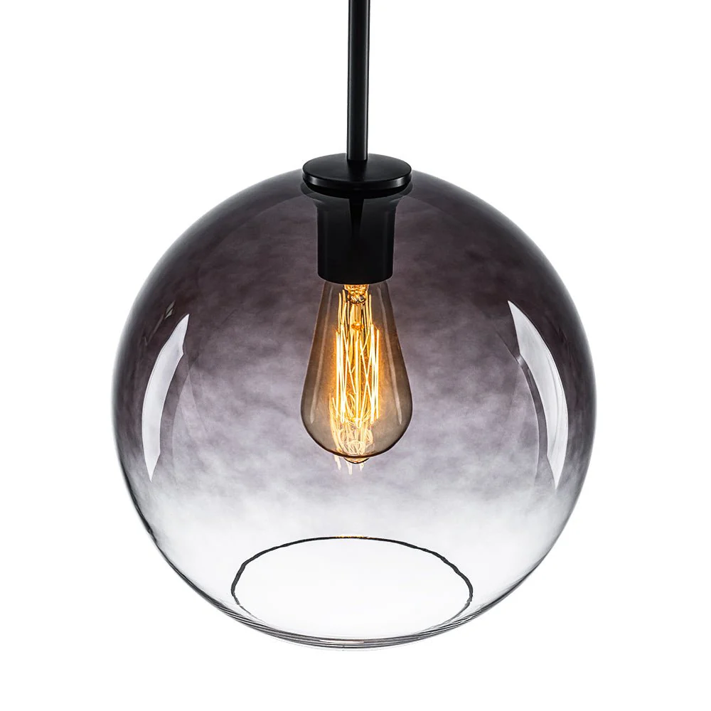 Modern Minimalist 1-light Smoked Grey Tinted Glass Globe Pendant - Image 4