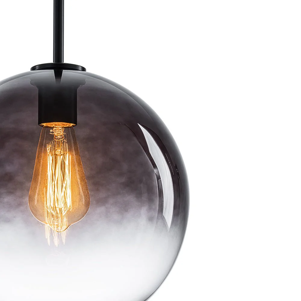Modern Minimalist 1-light Smoked Grey Tinted Glass Globe Pendant - Image 5