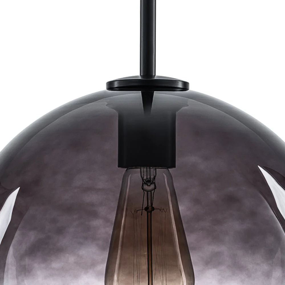 Modern Minimalist 1-light Smoked Grey Tinted Glass Globe Pendant - Image 6
