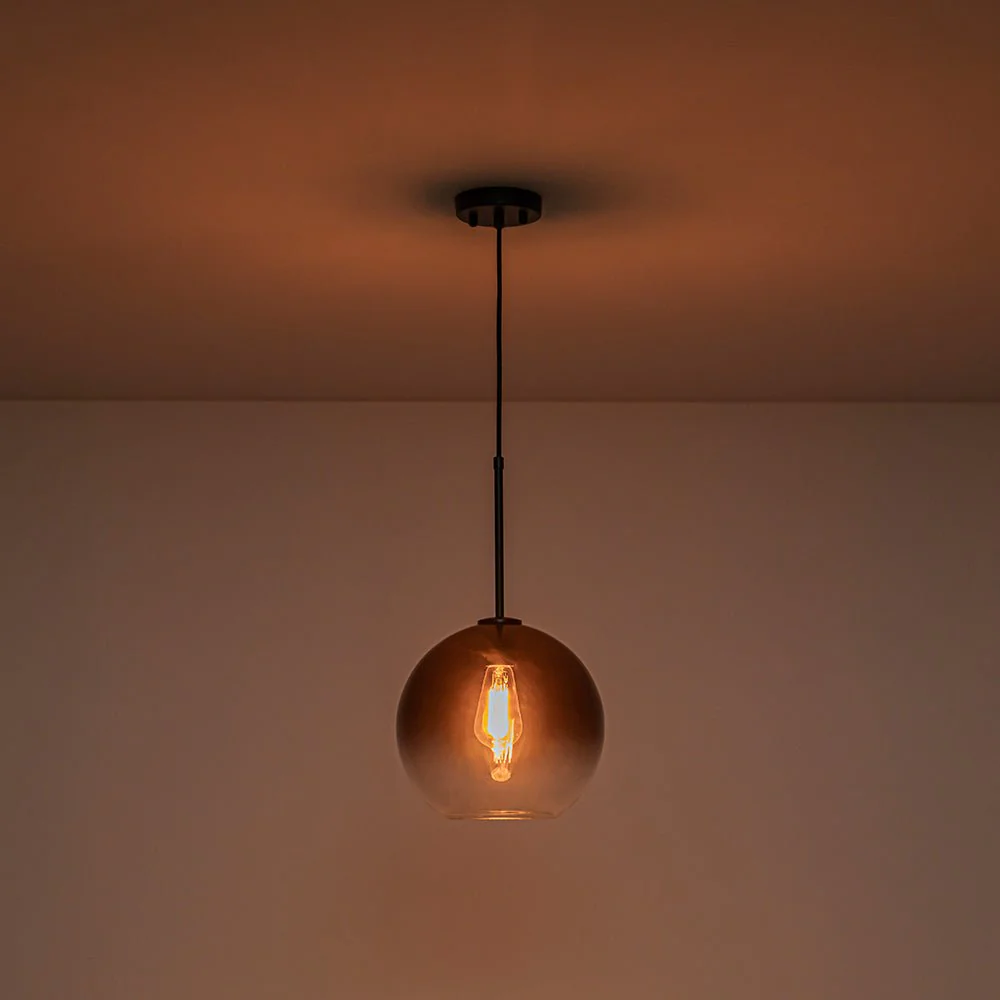 Modern Minimalist 1-light Smoked Grey Tinted Glass Globe Pendant - Image 7