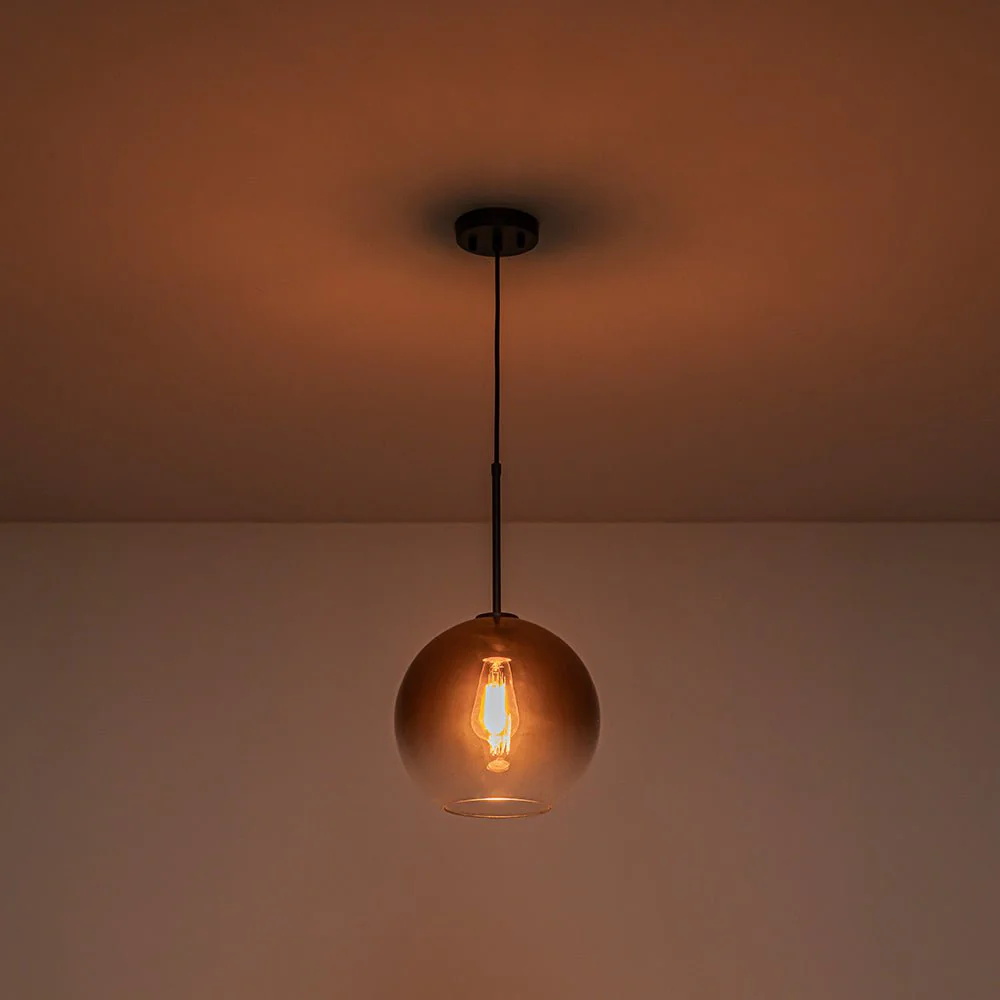 Modern Minimalist 1-light Smoked Grey Tinted Glass Globe Pendant - Image 8